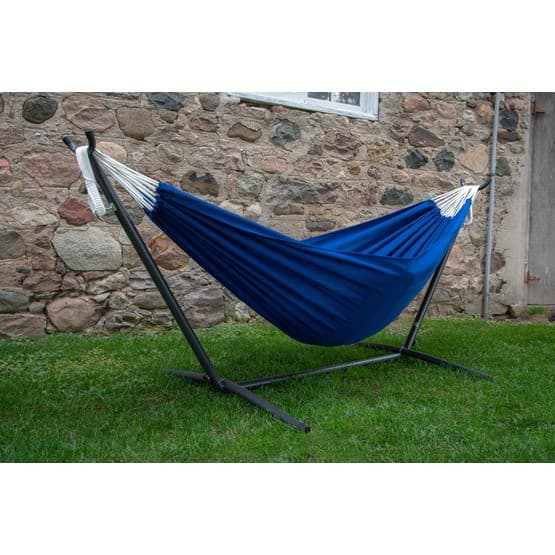 Vivere - Polyester Hammock With Stand (250 Cm) - Hängmatta Dubbel - Royal Blue