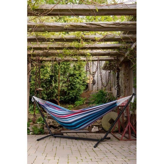 Vivere - Hängmatta Bomull Med Ställning - Dubbel - Denim
