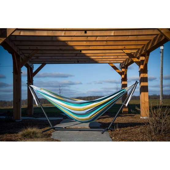Vivere - Hängmatta Bomull Med Ställning - Dubbel - Cayo Reef
