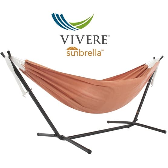 Vivere - Sunbrella hængekøje med stativ (250 Cm) - hængekøje dobbelt - koral