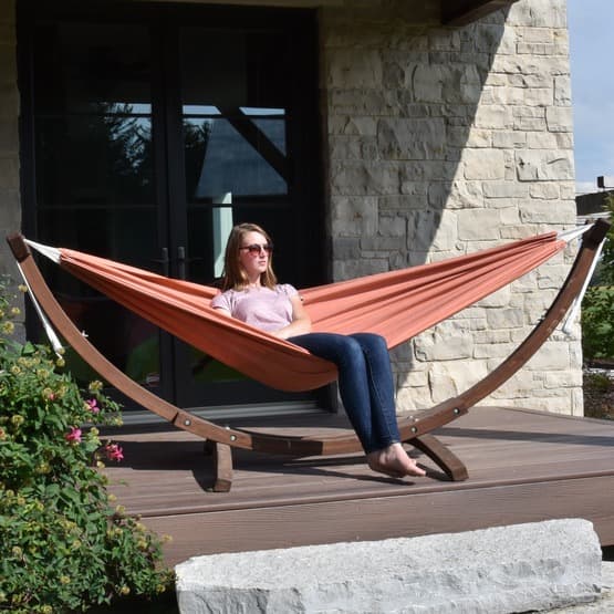Vivere - Sunbrella Hammock With Solid Pine Stand (260 Cm) - Hängmatta Dubbel - Coral