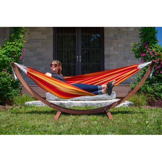 Vivere - Sunbrella Hammock With Solid Pine Stand (260 Cm) - Hängmatta Dubbel - Sunset