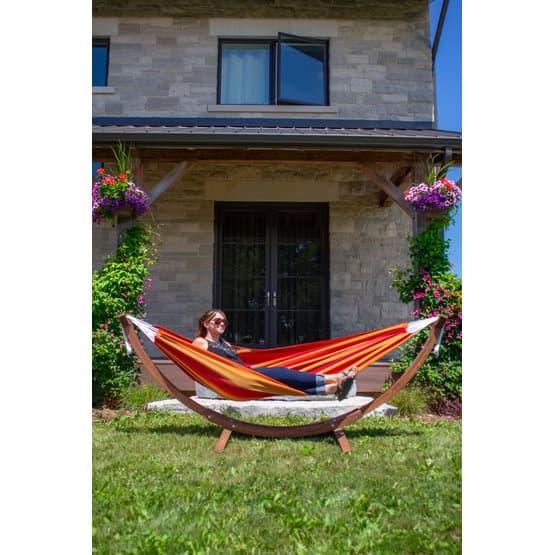 Vivere - Sunbrella Hammock With Solid Pine Stand (260 Cm) - Hängmatta Dubbel - Sunset