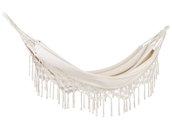 Trädgård Hängmatta Beige Bomull och Polyester Gunga Inomhus Utomhus Boho Stil