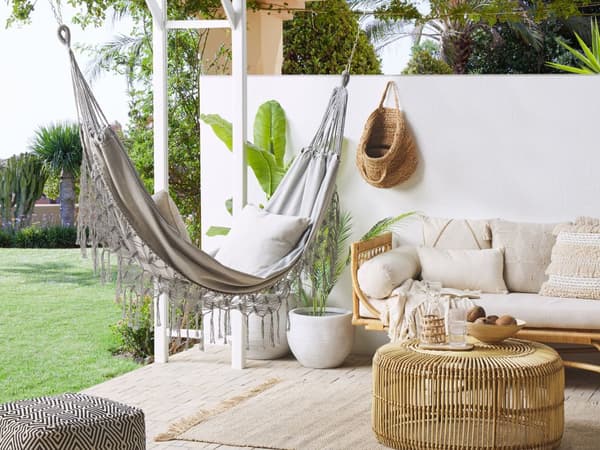 Trädgård Hängmatta Ljusgrå Bomull och Polyester Gunga Inomhus Utomhus Boho Stil