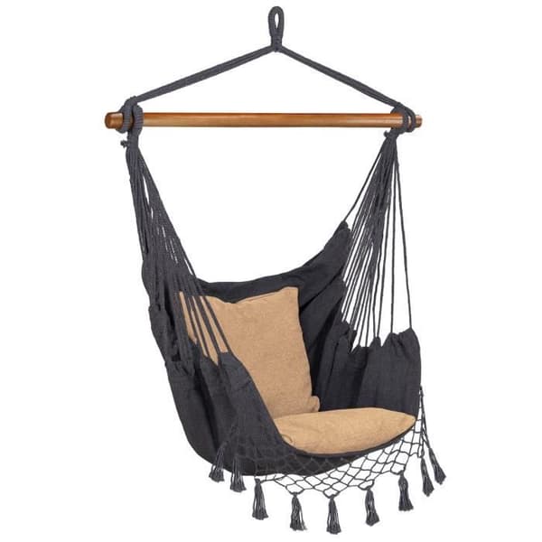 Hängmatta stol Hängande fåtölj SPRINGOS® - Beige - Sittdyna ingår - Trädgård, uteplats, fritid