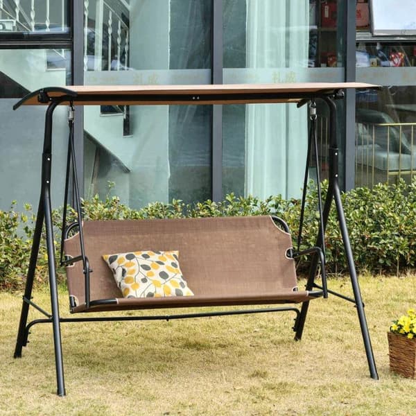 Rootz 2-sits Hängmatta - Utomhussolstol - Hollywood Switch - UV-beständig - Metallrör av hög kvalitet - Vinkeljusterbar - Brun - 172 x 110 x 155 cm