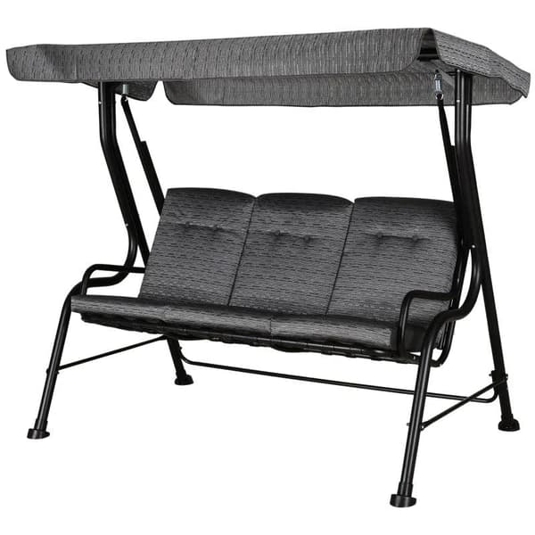 Rootz Garden Swing - Hängmattgunga - 3-sits - Justerbart solskydd - Grå - 200 x 120 x 170 cm