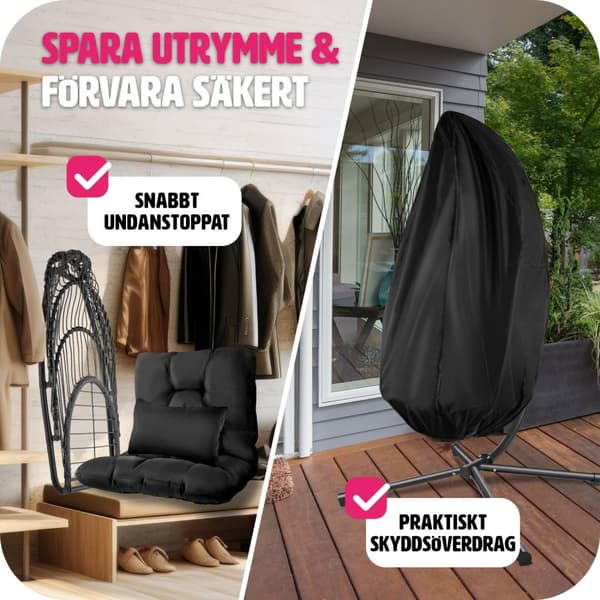 Hängstol Ariane med stativ och sittdyna, bärkapacitet 160 kg - svart