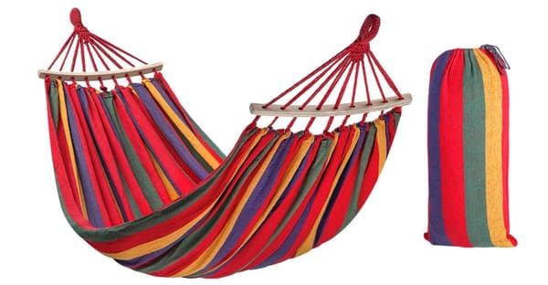 Hängmatta 1-person med tvärstång 40cm 400257 Röd
