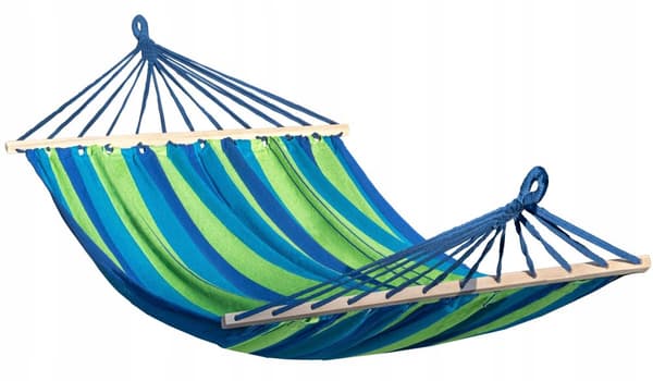 Hängmatta 1-person med tvärstång 80cm 480144B Blå