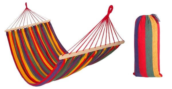 Hængekøje 1-person med tværstang 80cm 480144B Rød