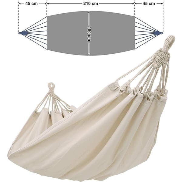Rootz hængekøje - 2 personer - Transporttaske - Fastgørelsesstropper - Beige - 210 x 150 cm