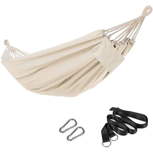 Rootz hængekøje - 2 personer - Transporttaske - Fastgørelsesstropper - Beige - 210 x 150 cm