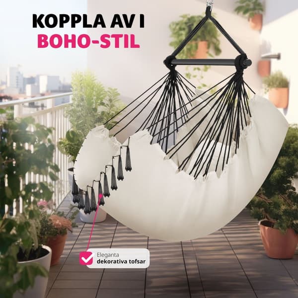 Hängstol Malika, Boho-stil, kapacitet på 150kg - beige