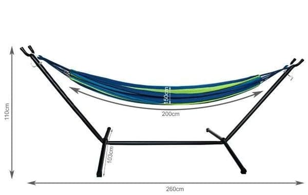Hängmatta med Stativ 200kg - 200x150 cm