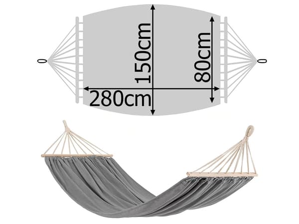 XXL Riippumatto - 280cm x 80-150cm puuvillaa - Kantavuus 200kg