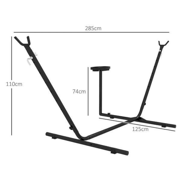 Rootz Hængekøje Stel - Hængestole - Brasiliansk - Op til 280 Cm - Stål - Sort - 285l X 125w X 110h Cm