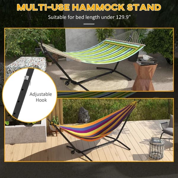 Rootz Hängmatta Stativ - Väderbeständig - Justerbar storlek - Bärväska - Hängstolar - Stål - Svart - 290cm X 120cm X 115cm