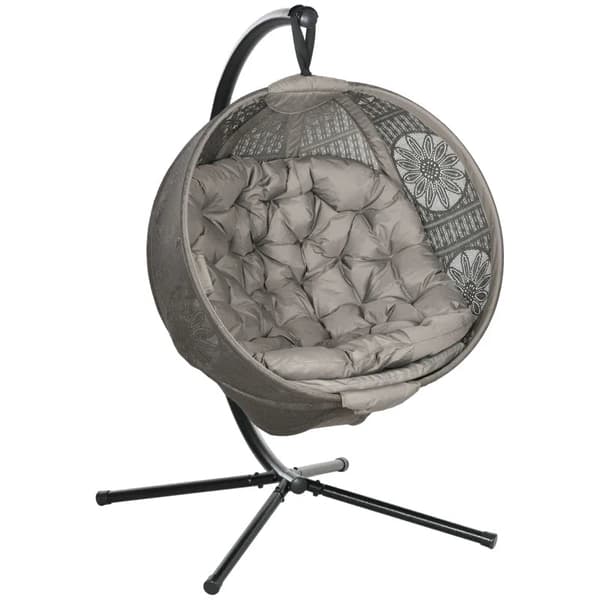 Rootz Hängmattor - Hängstolar - Kudde - Gungstol - Trädgårdsstol - Korgstol - Boho Style - Stål-Polyester - Sand - Svart - 116 X 125 X 172 Cm