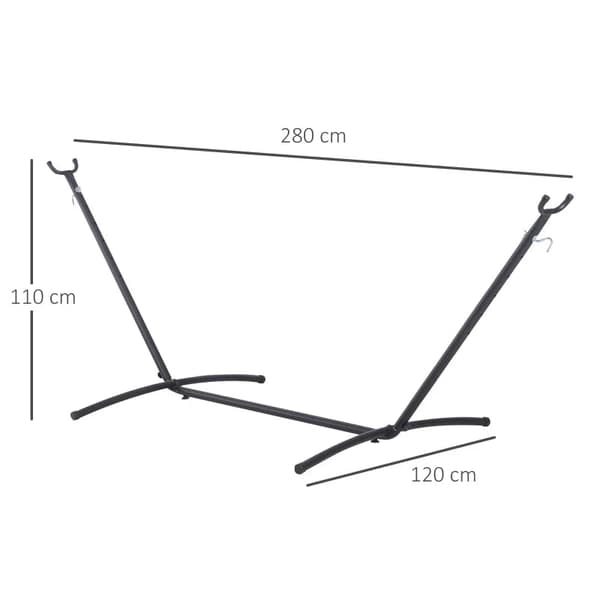 Rootz Hængekøje Stel - Hængekøje Stativ Med Kroge - Universal Hængekøje - Have - Camping - Picnic - Sort - 280 x 120 x 110 cm