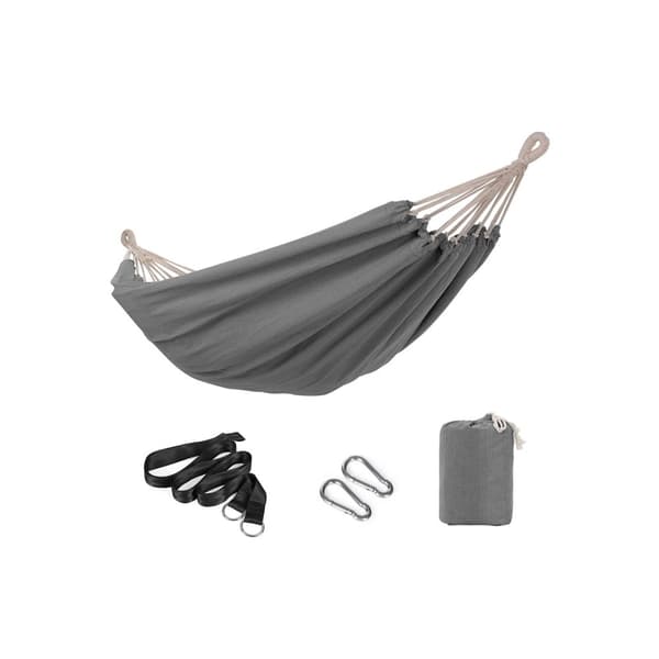 Rootz Hängmatta - Grå bomullspolyester Hängmatta - Bärbar säng - Lätt - Kompakt - 210 cm x 150 cm - 2,34 kg - 300 kg Kapacitet