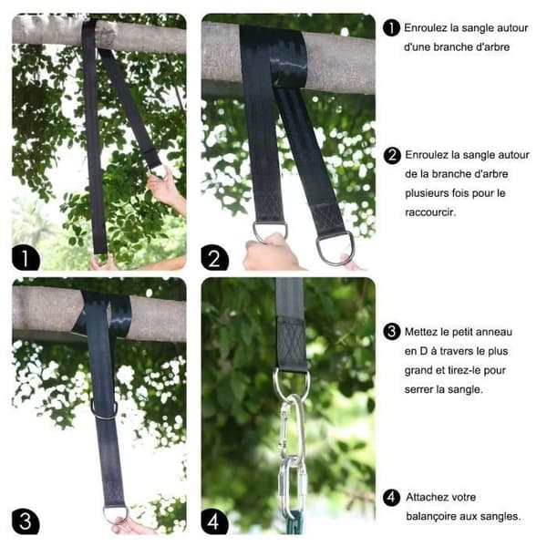 Set med 2 Ultra-resistenta hängande hängmatta remmar Hängmatta Tree Swing Rep Fixing Kit 5 * 115cm med 2 krokar