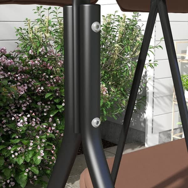 Rootz Hollywood Swing Garden Swing - 3 istuttava - Säänkestävä keinu - Säädettävä katto - 172cm x 110cm x 153cm - Ruskea