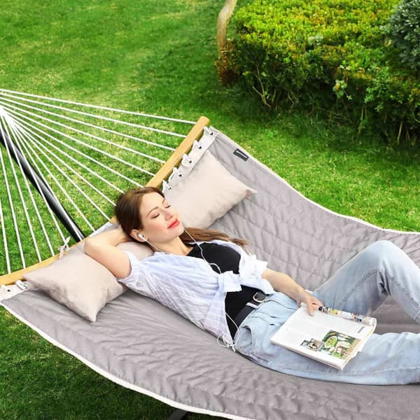 Rootz Bärbar Hängmatta - Utomhussängsäng - Hängande solstol - 300D Oxfordduk - Avkoppling Oasis - Trädgård, Vardagsrum, Strand - 200 cm x 140 cm - Grå