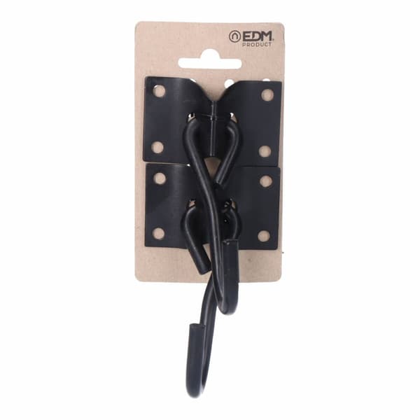 Holder EDM 85293 Svart 70 x 45 mm Krok for å henge opp Hengekøye (2 enheter)