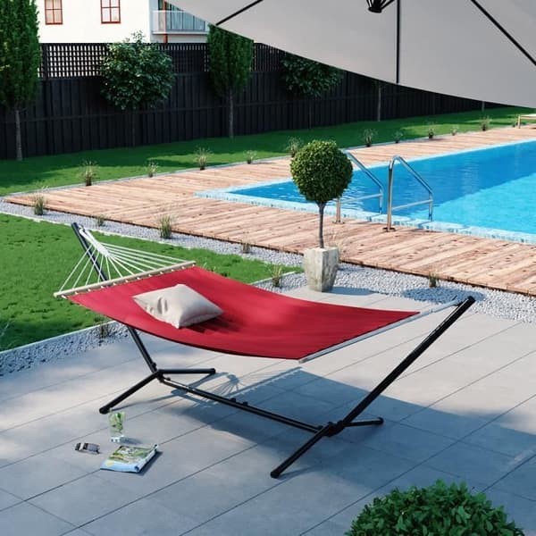 OK-Living hängmatta, Röd, 190 x 120 cm Metallram