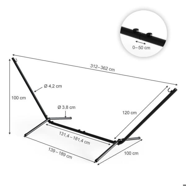 OK-Living Hängmatta Stativ, Svart, 362 cm