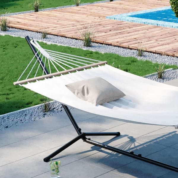 OK-Living hängmatta, Vit, 190 x 120 cm Metallram