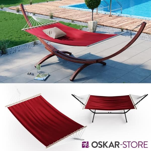 Hängmatta - OSKAR-STORE - Oskar 190x120 cm - Röd - 1 person - Utomhus - Bomull