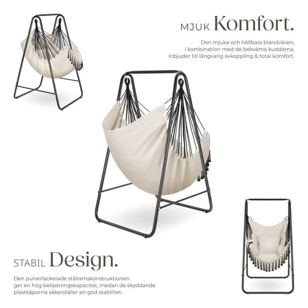 Hängstol Alison, boho-stil, bärkapacitet 160kg - beige