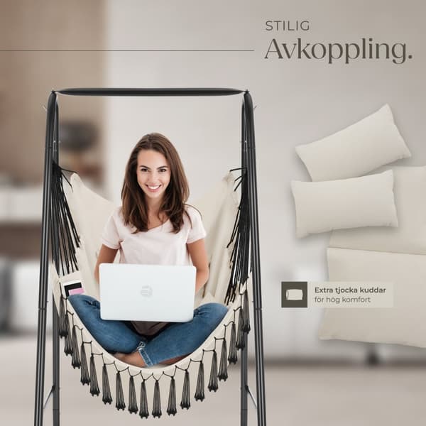 Hängstol Alison, boho-stil, bärkapacitet 160kg - beige