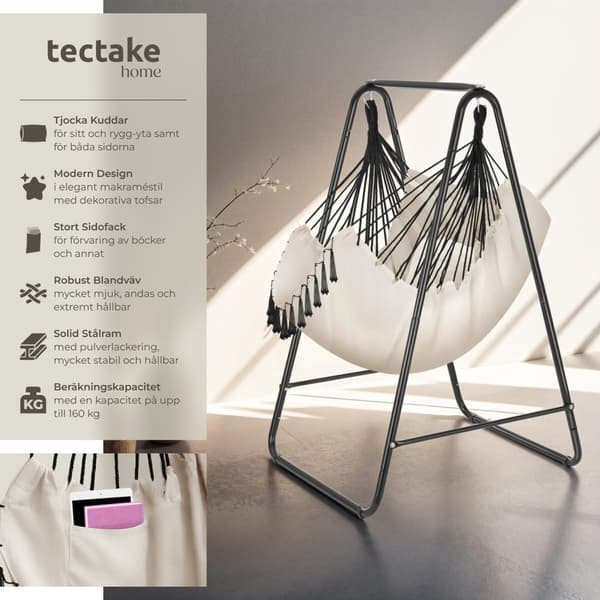 Hängstol Alison, boho-stil, bärkapacitet 160kg - beige