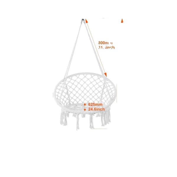 Hängande Hängstol, 150 kg Viktkapacitet, Makramé Design,264 lbs Vit vit
