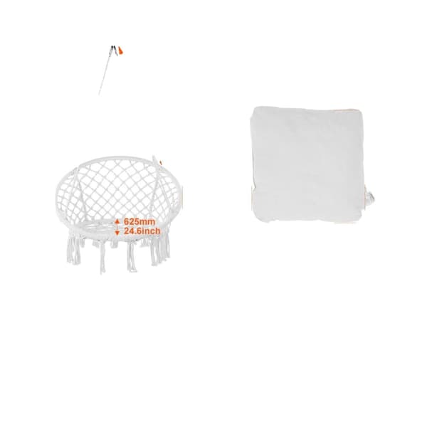 Hängande Hängstol, 150 kg Viktkapacitet, Makramé Design,264 lbs Vit vit 330lbs White white
