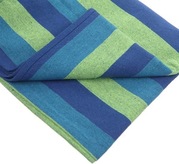 Familie hængekøje til 2, holdbar polyester-bomuld blanding, blå-grøn, 220x150cm, max belastning 150kg