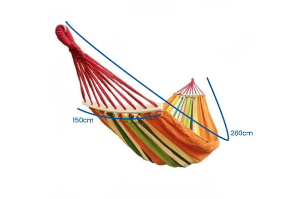 Vikingchoice Bærbar Orange Stribet Hængekøje til Eventyrere - 280x150 cm, 200 kg Kapacitet