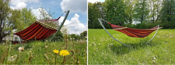 Viking Choice Dubbel hängmatta med ställning - 220x160cm, 220kg kapacitet, väderbeständig stålram för familjens utomhuskomfort