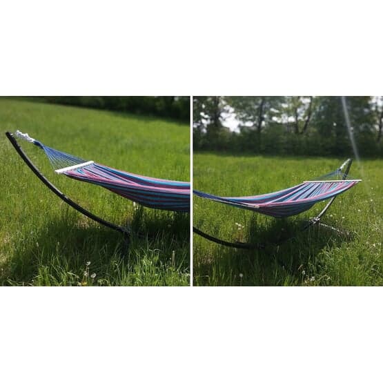 Hängmatta Stativ - Svart - Inkl, Blå Lila Hängmatta - 220 X 160 Cm