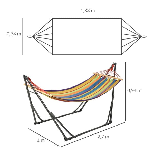 Rootz Foldbar Garden Swing Hammock - Epoxy Harts - 1 Person Swing - Robust Metal Frame - 270 cm x 100 cm x 94 cm