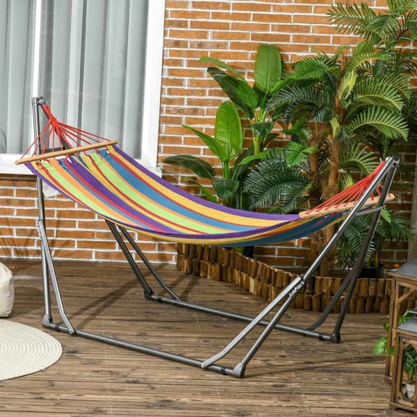 Rootz Foldbar Garden Swing Hammock - Epoxy Harts - 1 Person Swing - Robust Metal Frame - 270 cm x 100 cm x 94 cm