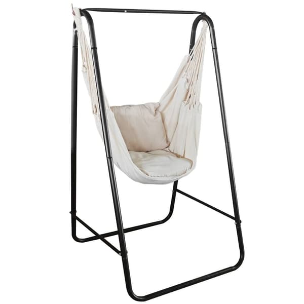 Rootz Garden Hanging Chair with Frame - Swing Chair - Hammock Seat - Bekvämt stöd - 90L x 85W x 153H cm