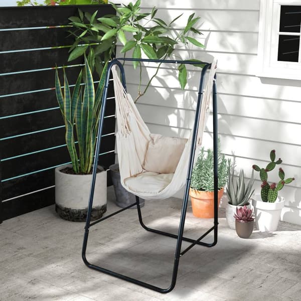 Rootz Garden Hanging Chair with Frame - Swing Chair - Hammock Seat - Bekvämt stöd - 90L x 85W x 153H cm