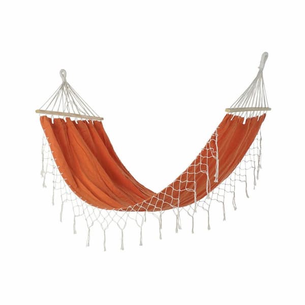 Riippumatto DKD Home Decor Oranssi Polyesteri Puuvilla Mäntypuu Hapsu (255 x 80 x 28 cm)
