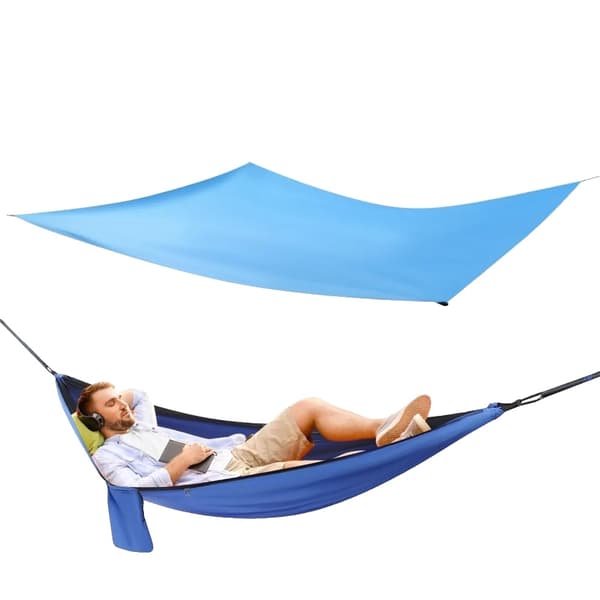 Hængekøje med Presenning, 200 kg Belastningsevne, Letvægtsdesign,Sky Blue