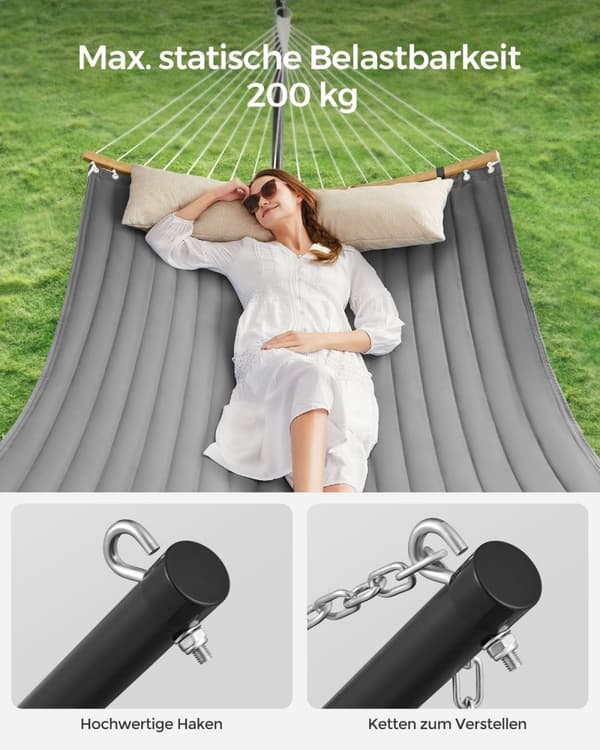 Rootz-riippumatto jalustalla - Swing Bed - Riipputuoli - Teräsrunko - Polyesterimateriaali - 400cm x 100cm x 90cm